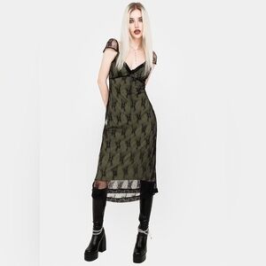 Disturbia Olive Black Midi Dress